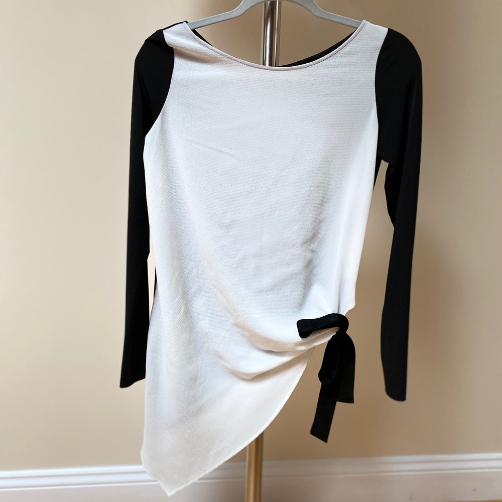 Zara Black and White Assymetrical  Top